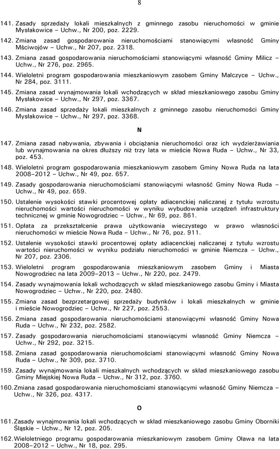 , Nr 276, poz. 2965. 144. Wieloletni program gospodarowania mieszkaniowym zasobem Gminy Zalczyce Uchw., Nr 284, poz. 3111. 145.