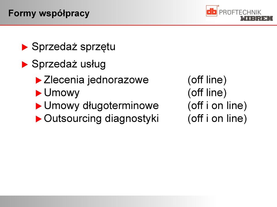 długoterminowe Outsourcing diagnostyki (off