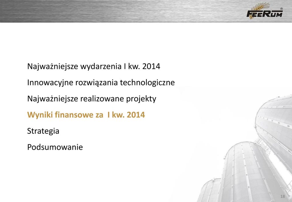 technologiczne Najważniejsze realizowane