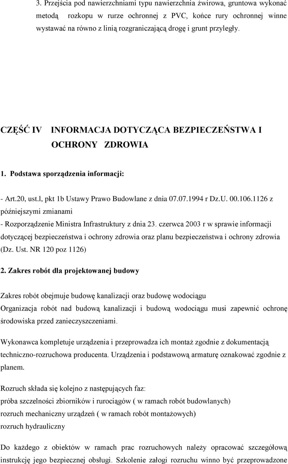 1126 z późniejszymi zmianami - Rozporządzenie Ministra Infrastruktury z dnia 23.