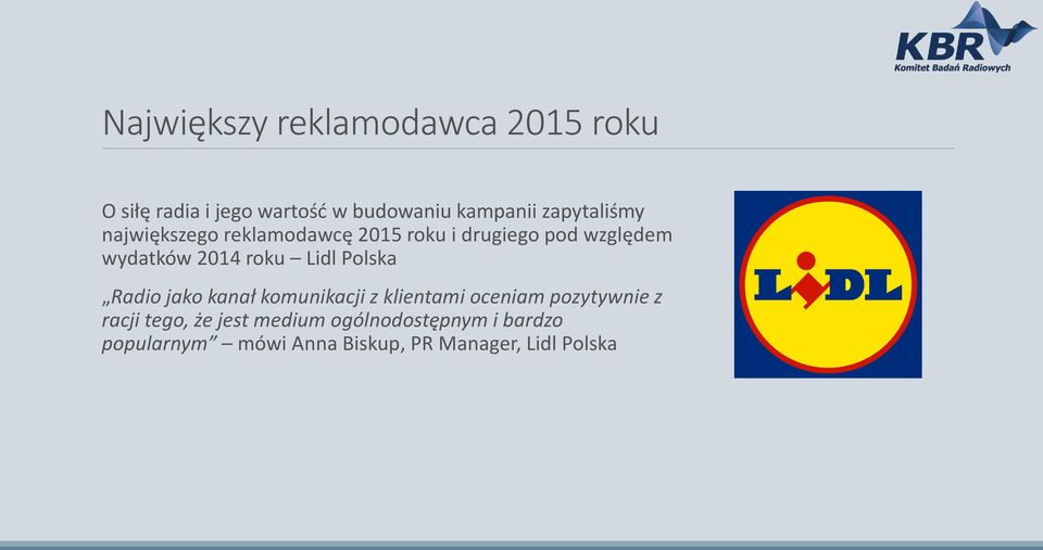 roku Lidl Polska Radio jako kanał komunikacji z klientami oceniam pozytywnie z racji