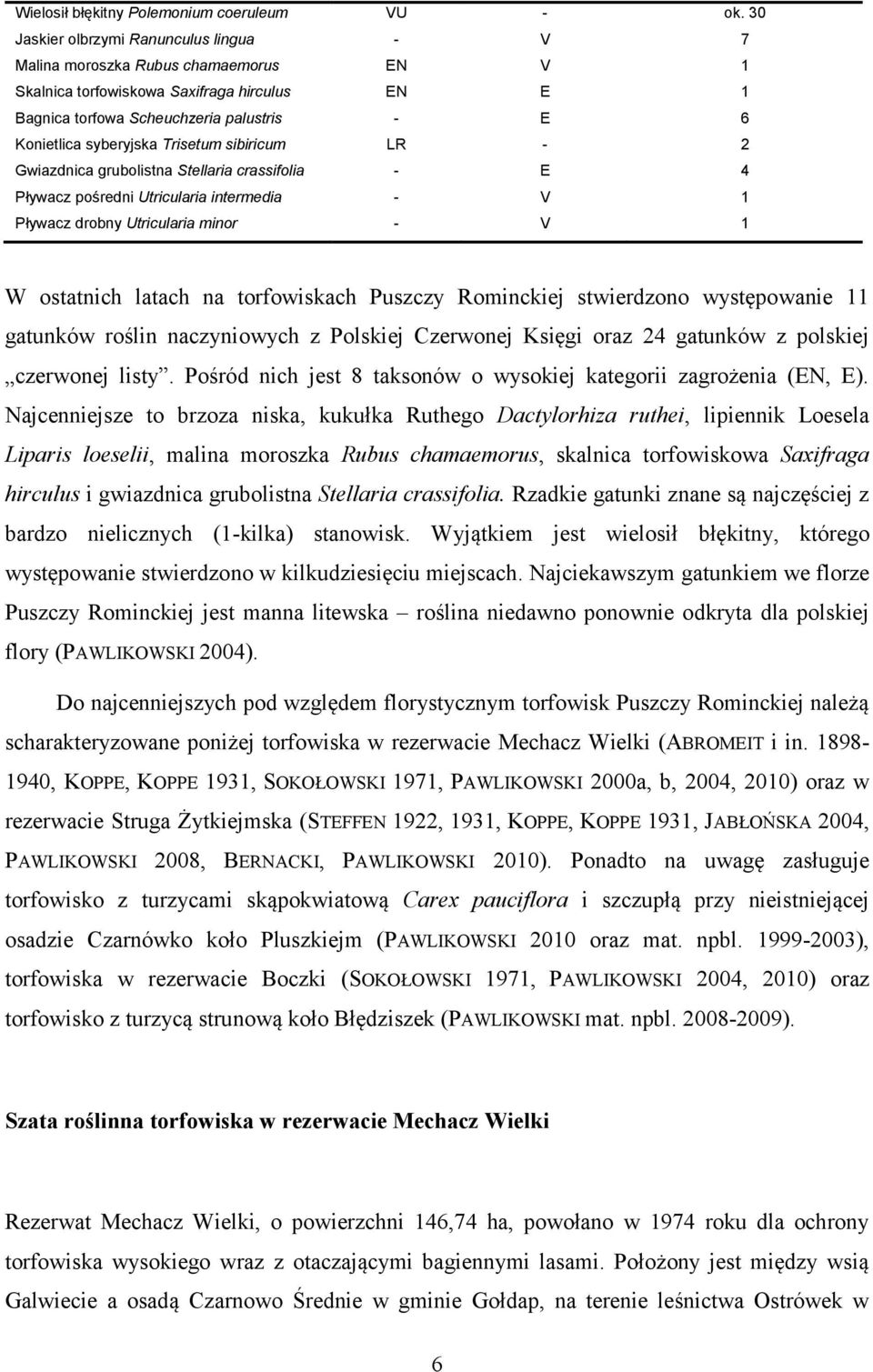Trisetum sibiricum LR - 2 Gwiazdnica grubolistna Stellaria crassifolia - E 4 Pływacz pośredni Utricularia intermedia - V 1 Pływacz drobny Utricularia minor - V 1 W ostatnich latach na torfowiskach