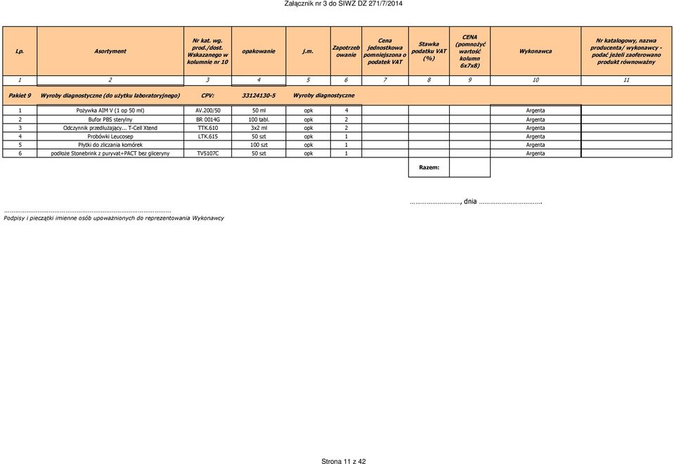 opk 2 Argenta 3 Odczynnik przedłużający... T-Cell Xtend TTK.610 3x2 ml opk 2 Argenta 4 Probówki Leucosep LTK.