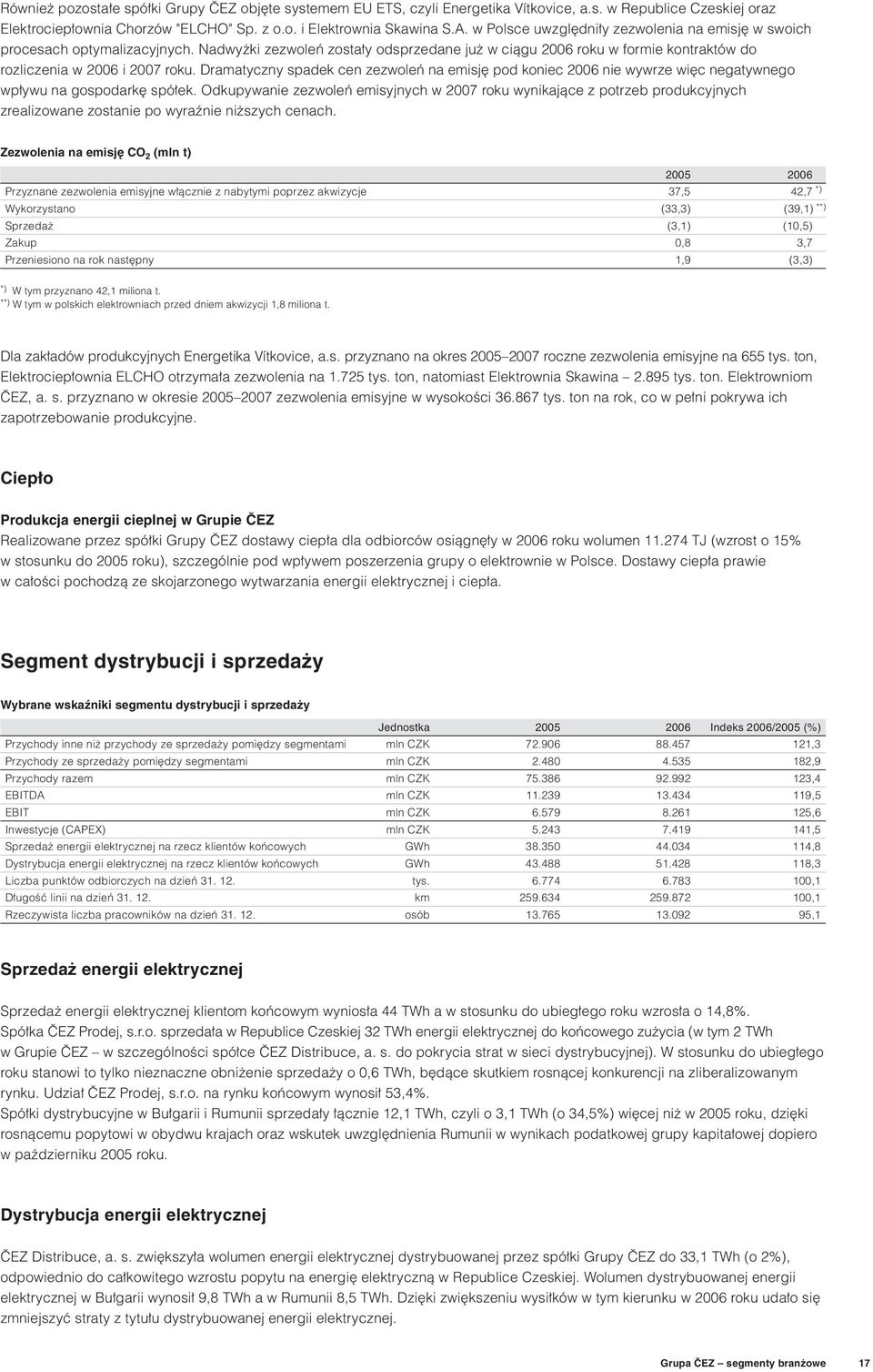Dramatyczny spadek cen zezwoleń na emisję pod koniec 2006 nie wywrze więc negatywnego wpływu na gospodarkę spółek.