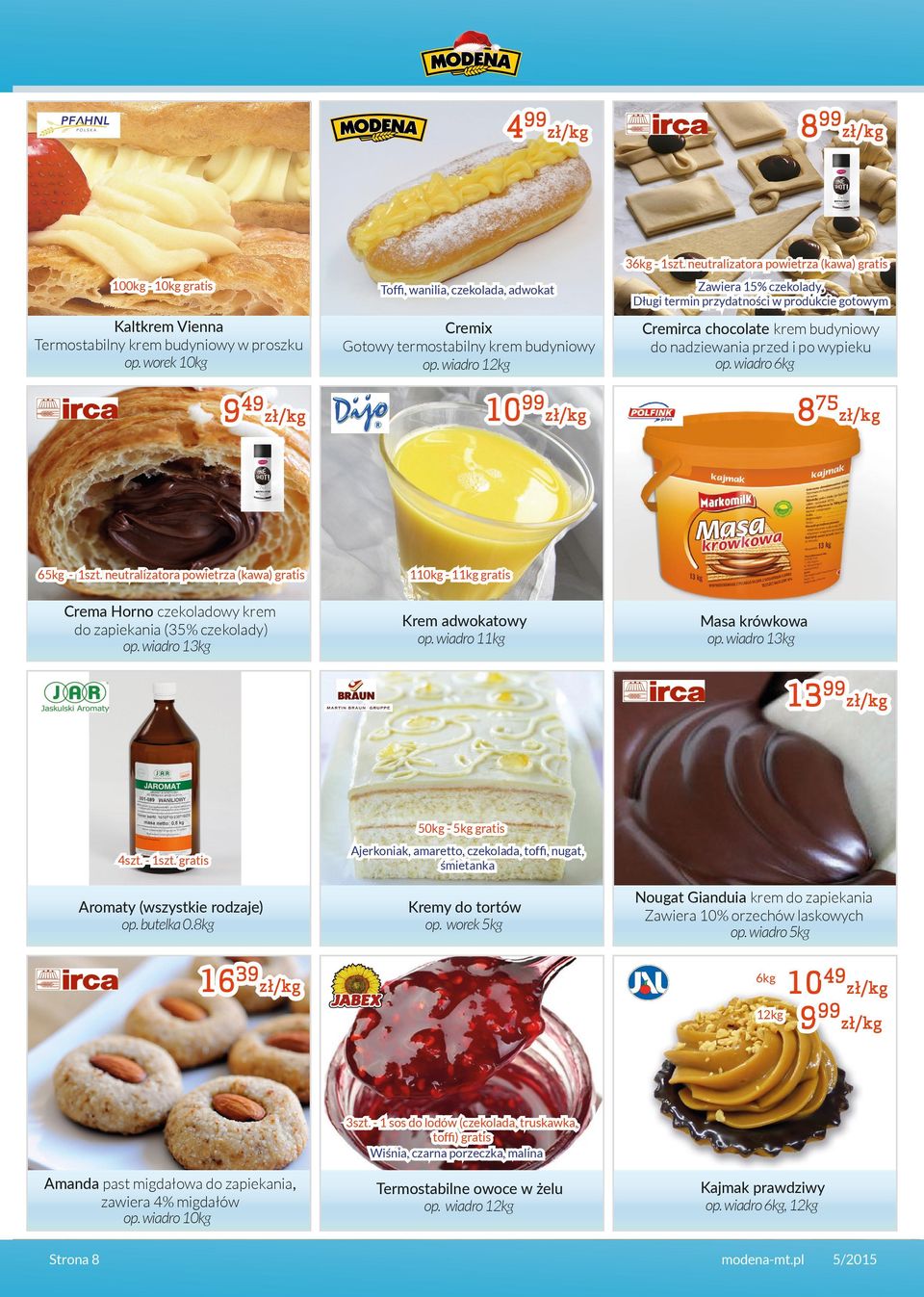 Długi termin przydatności w produkcie gotowym Cremix Gotowy termostabilny krem budyniowy op. wiadro 12kg Cremirca chocolate krem budyniowy do nadziewania przed i po wypieku op.