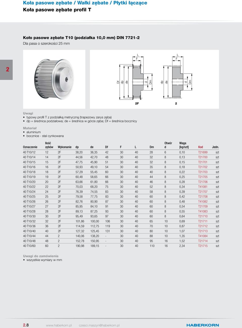 40 T10/1 1 38,0 36,35 4 30 40 8 6 0,10 T1699 szt 40 T10/14 14 44,56 4,70 48 30 40 3 8 0,13 T1700 szt 40 T10/15 15 47,75 45,90 51 30 40 3 8 0,15 T1701 szt 40 T10/16 16 50,93 49,10 54 30 40 35 8 0,18