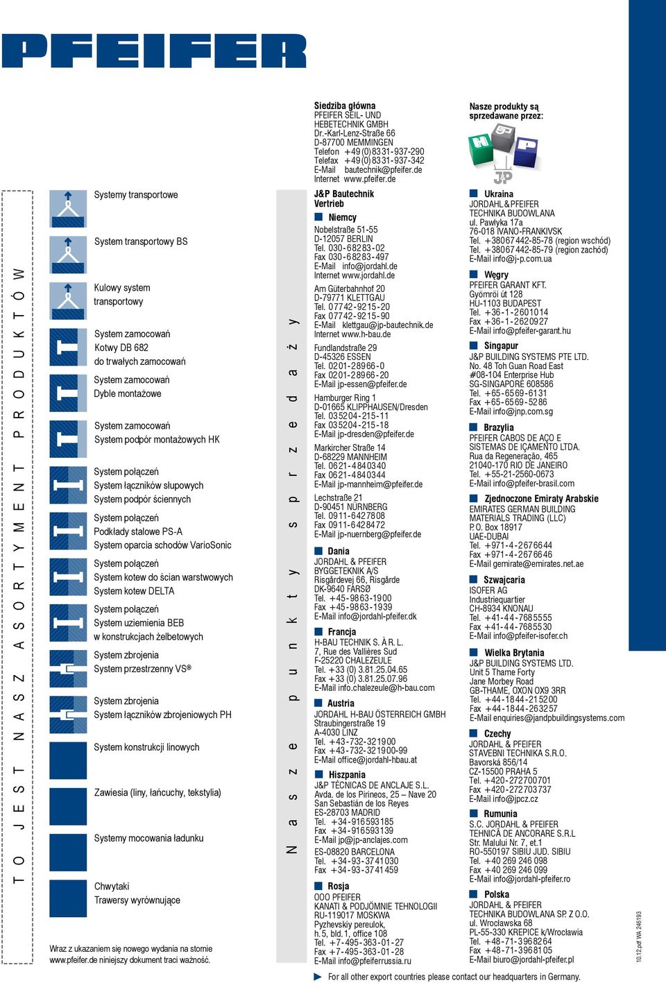 VarioSonic System połączeń System kotew do ścian warstwowych System kotew DELTA System połączeń System uziemienia BEB w konstrukcjach żelbetowych System zbrojenia System przestrzenny VS System