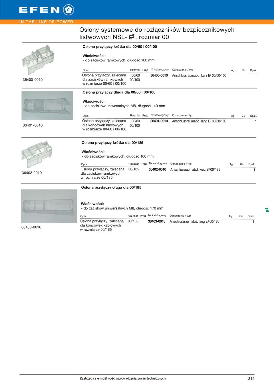 kurz E 00/60/00 Osłona przyłączy długa dla 00/60 i 00/00 - do zacisków uniwersalnych M8, długość 40 mm 640-000 Osłona przyłączy, zalecana dla końcówek kablowych w rozmiarze 00/60 i 00/00 00/60 00/00