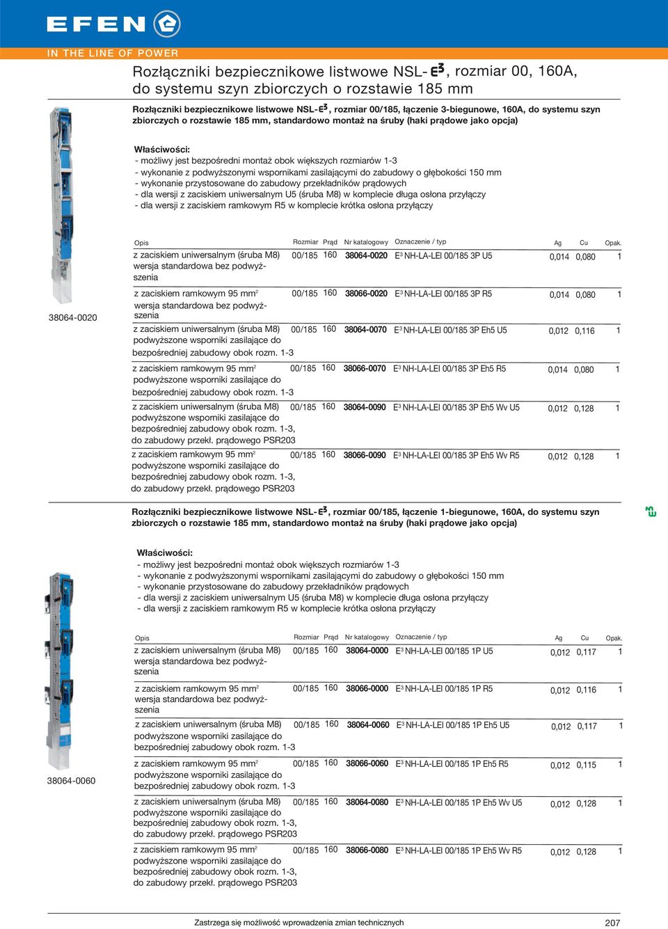 zasilającymi do zabudowy o głębokości 50 mm - wykonanie przystosowane do zabudowy przekładników prądowych - dla wersji z zaciskiem uniwersalnym U5 (śruba M8) w komplecie długa osłona przyłączy - dla