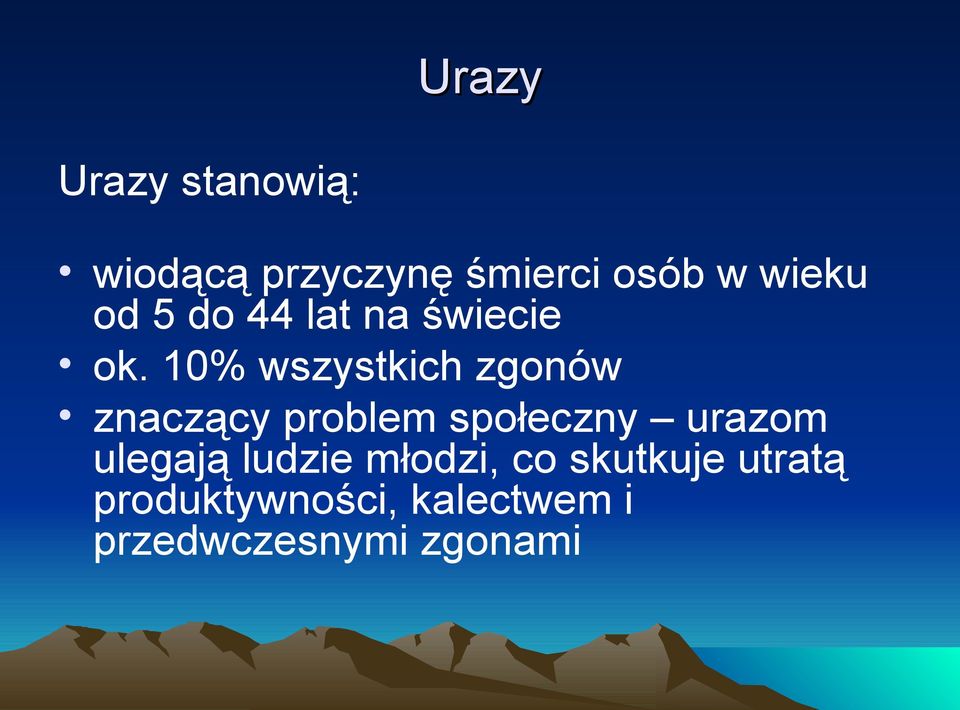 10% wszystkich zgonów znaczący problem społeczny urazom