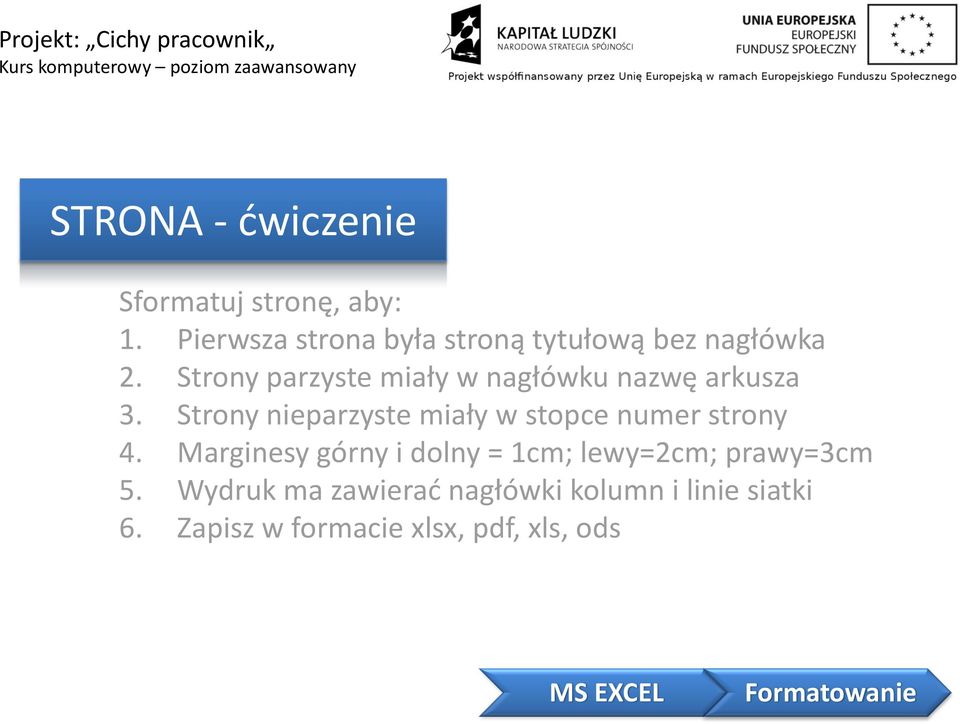 Strony parzyste miały w nagłówku nazwę arkusza 3.