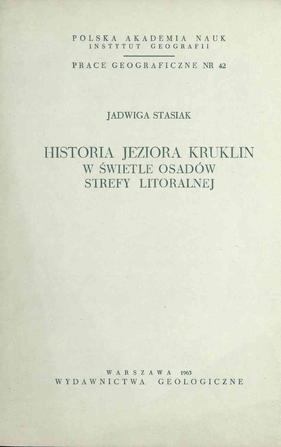 JEZIORA KRUKLIN W ŚWIETLE OSADÓW STREFY
