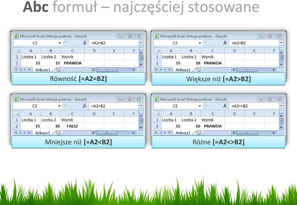 Większe niż [=A2>B2]