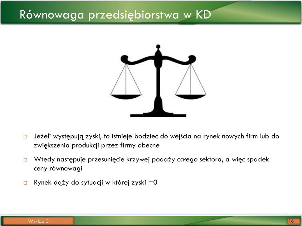 przez firmy obecne Wtedy następuje przesunięcie krzywej podaży całego