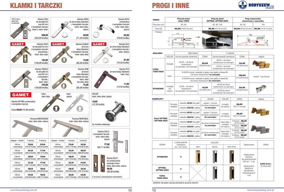 TORO Próg do drzwi OPTIMA, OPTIMA INOX Próg uniwersalny aluminiowy z uszczelką Rozmiar (cm) 80, 80,, 0 80, 0 Cena (zł) 62,50 (76,87 brutto) 60 (84,25 brutto) 54,50 (67,03 brutto) 60,50 (74,41 brutto)