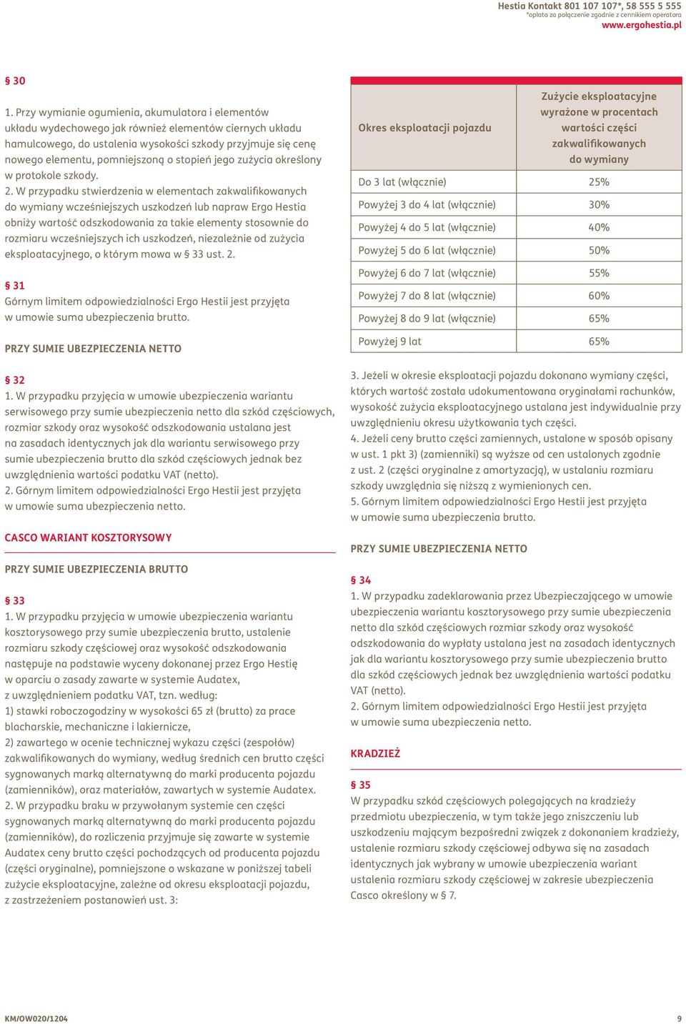 stopień jego zużycia określony w protokole szkody. 2.