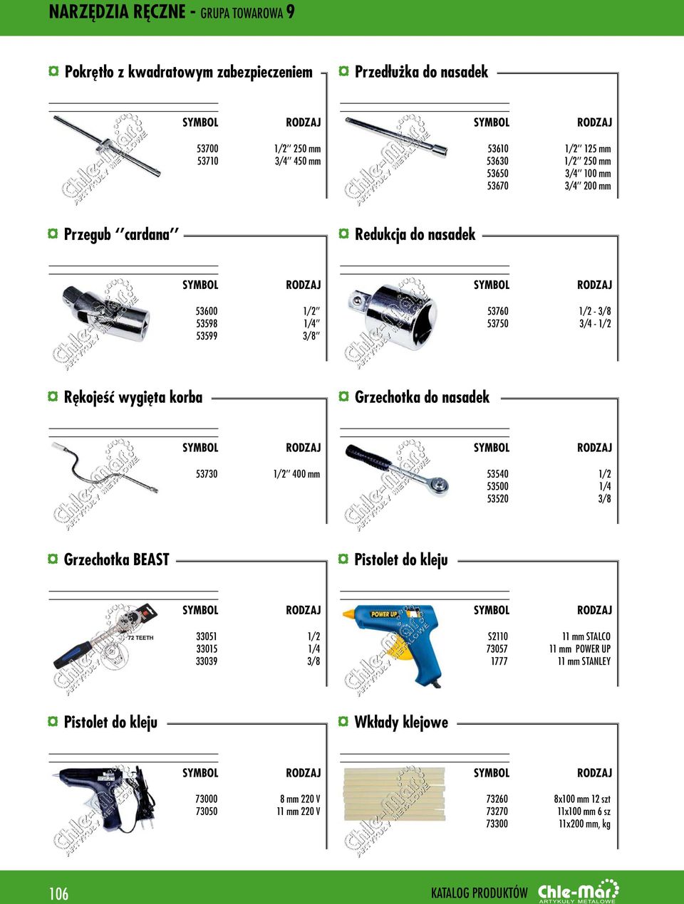 nasadek 53730 1/2 400 mm 53540 53500 53520 1/2 1/4 3/8 Grzechotka BEAST Pistolet do kleju 33051 33015 33039 1/2 1/4 3/8 S2110 73057 1777 11 mm STALCO 11 mm POWER UP
