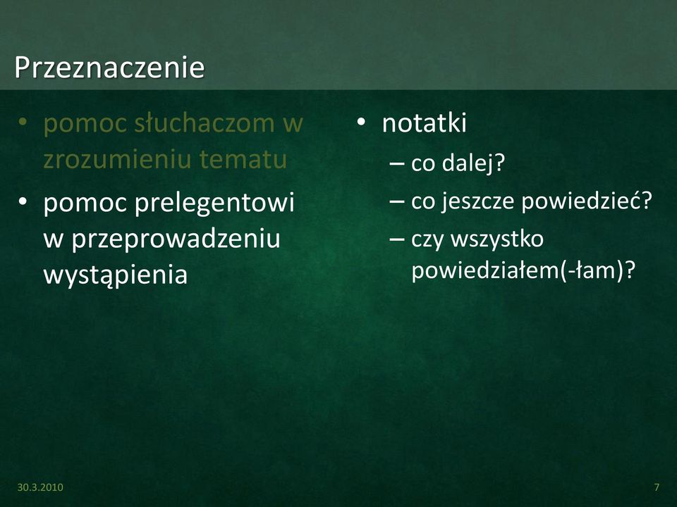 wystąpienia notatki co dalej?