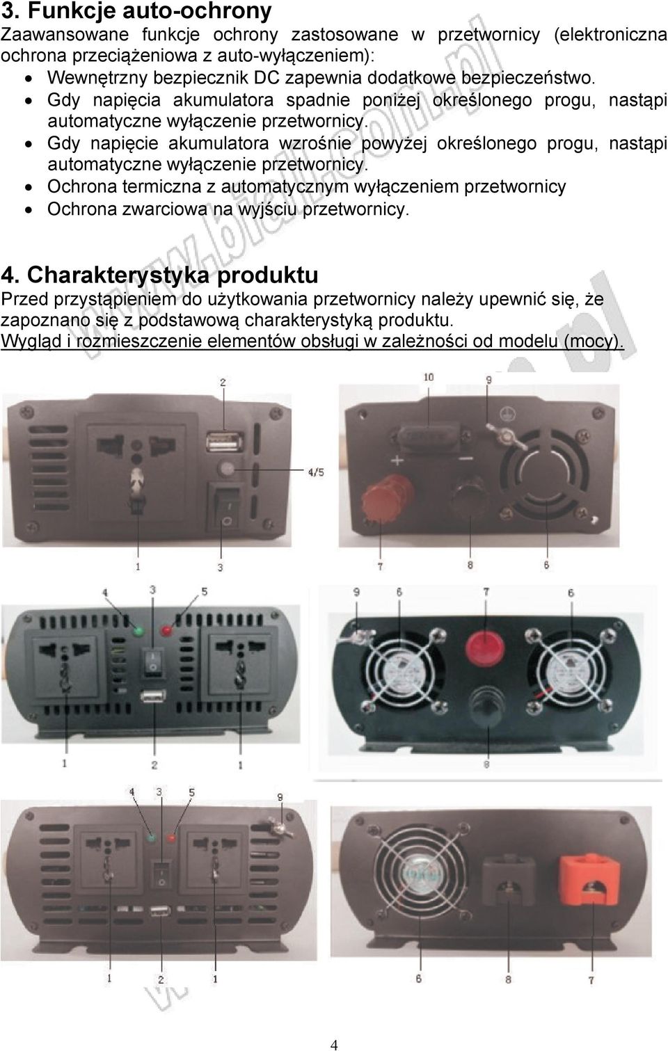 Gdy napięcie akumulatora wzrośnie powyżej określonego progu, nastąpi automatyczne wyłączenie przetwornicy.