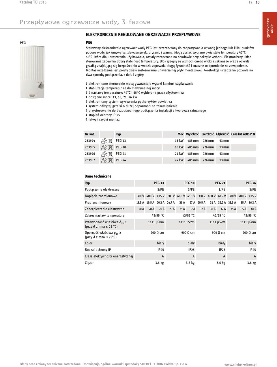 Elektroniczny układ sterowania zapewnia dobrą stabilność temperatury.