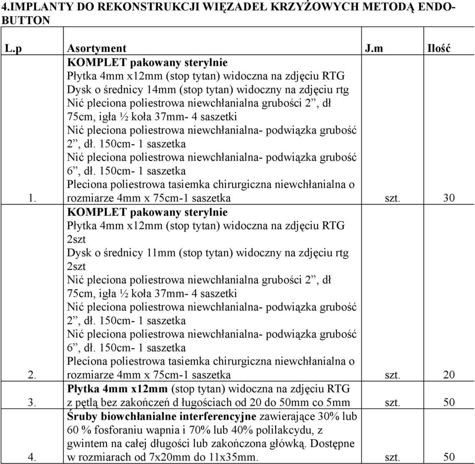 dł 75cm, igła ½ koła 37mm- 4 saszetki Nić pleciona poliestrowa niewchłanialna- podwiązka grubość 2, dł. 150cm- 1 saszetka Nić pleciona poliestrowa niewchłanialna- podwiązka grubość 6, dł.