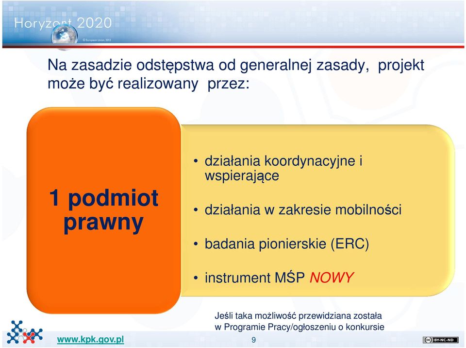 zakresie mobilności badania pionierskie (ERC) instrument MŚP NOWY Jeśli