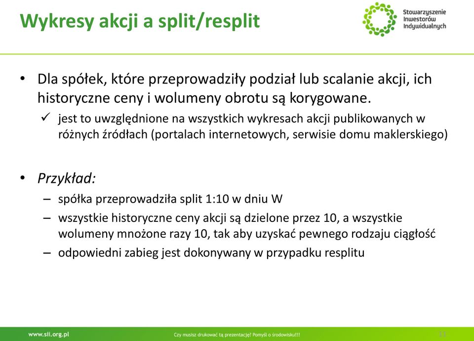 jest to uwzględnione na wszystkich wykresach akcji publikowanych w różnych źródłach (portalach internetowych, serwisie domu