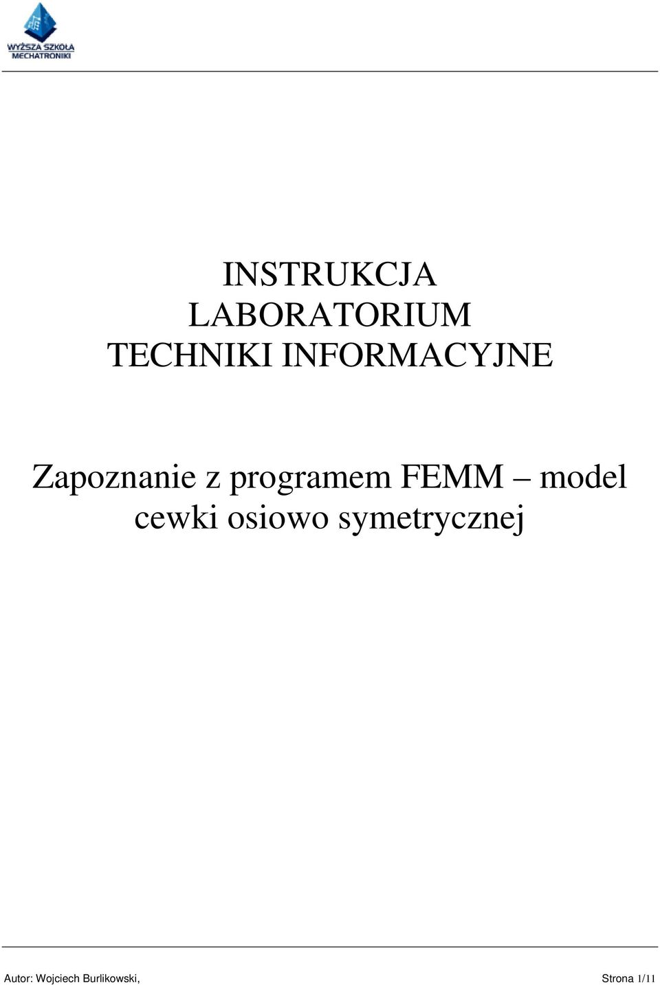FEMM model cewki osiowo symetrycznej