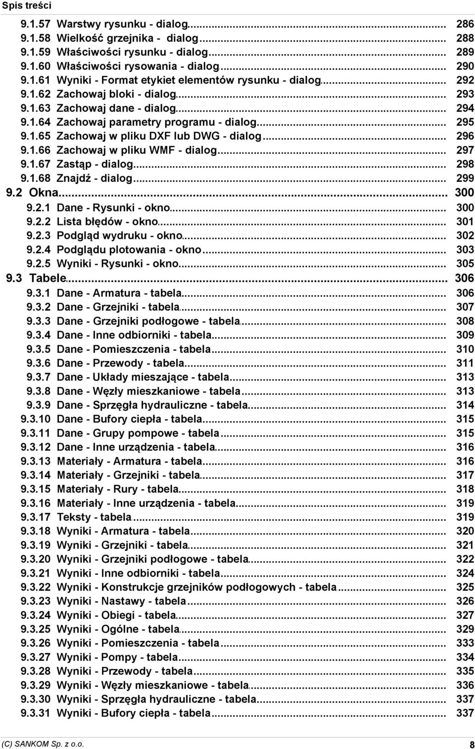 Zastąp - dialog Znajdź - dialog 286 288 289 290 292 293 294 295 296 297 298 299 92 Okna 300 921 922 923 924 925 Dane - Rysunki - okno Lista błędów - okno Podgląd wydruku - okno Podglądu plotowania -