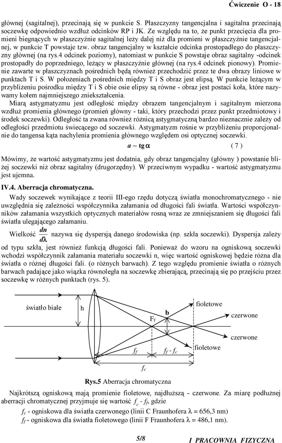 obraz tangencjalny w kształcie odcinka prostopadłego do płaszczyzny głównej (na rys.