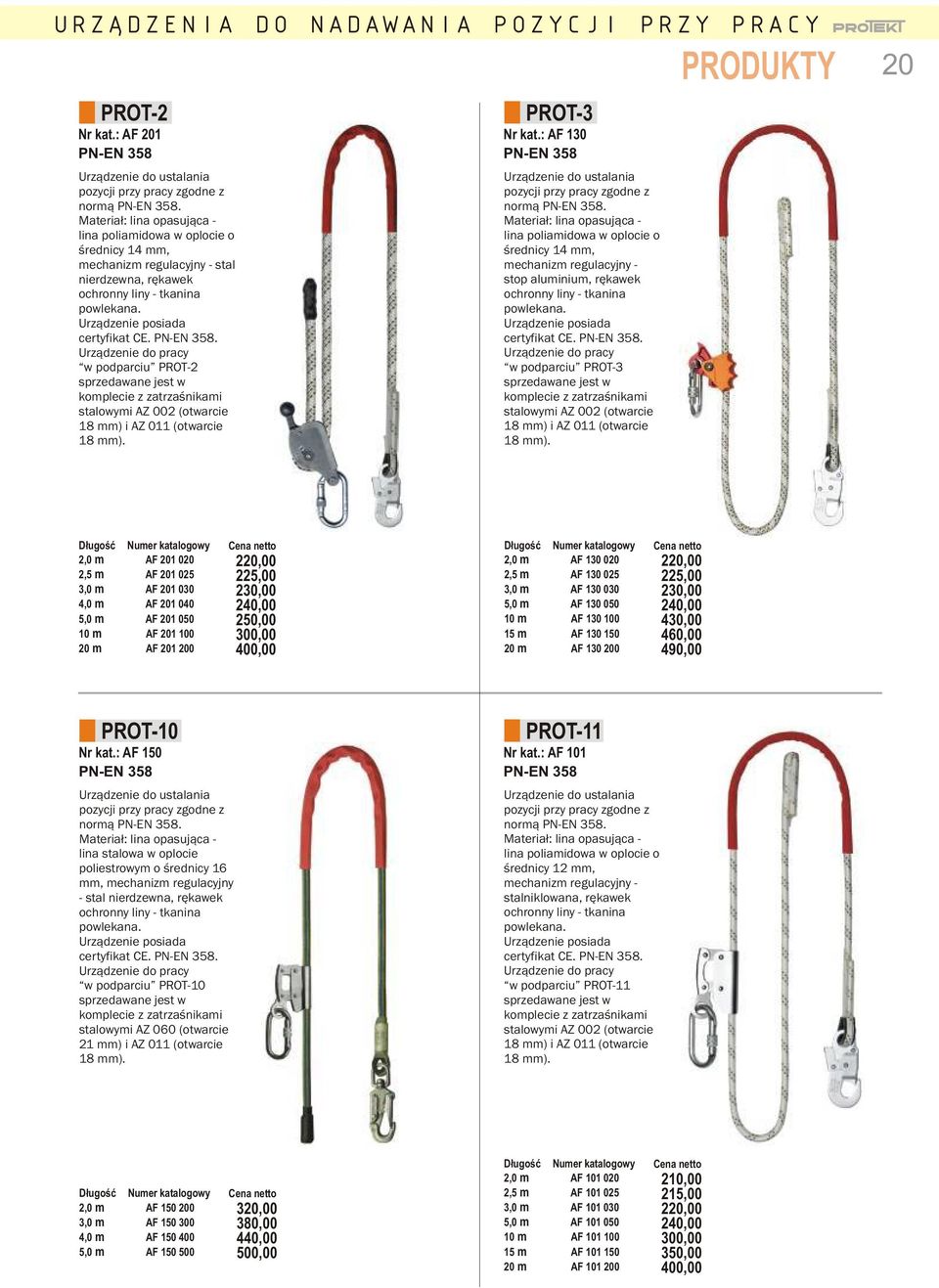Urz¹dzenie do pracy w podparciu PROT-2 sprzedawane jest w komplecie stalowymi AZ 002 (otwarcie 18 mm) i AZ 011 (otwarcie 18 mm). PROT-3 Nr kat.