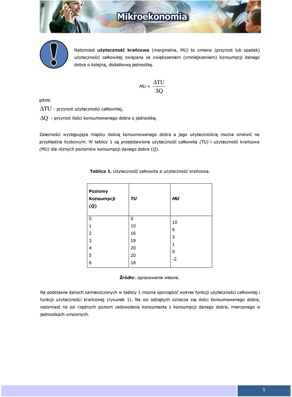 Zależności występujące między ilością konsumowanego dobra a jego użytecznością można omówić na przykładzie liczbowym.