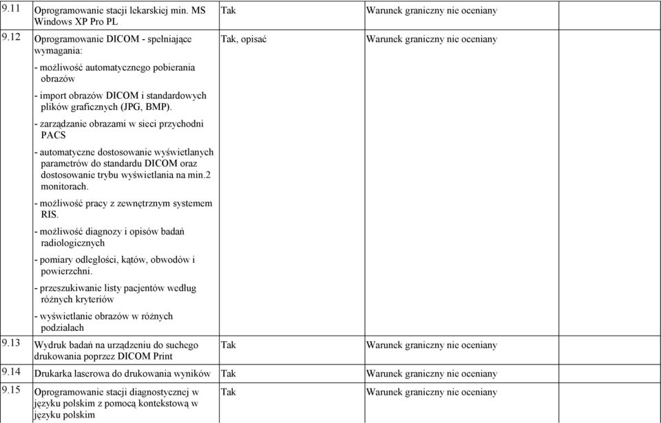 - zarządzanie obrazami w sieci przychodni PACS - automatyczne dostosowanie wyświetlanych parametrów do standardu DICOM oraz dostosowanie trybu wyświetlania na min.2 monitorach.