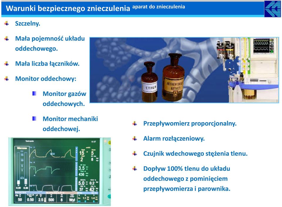 Monitor oddechowy: Monitor gazów oddechowych. Monitor mechaniki oddechowej.