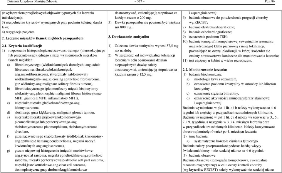 Leczenie mięsaków tkanek miękkich pazopanibem 2.1.