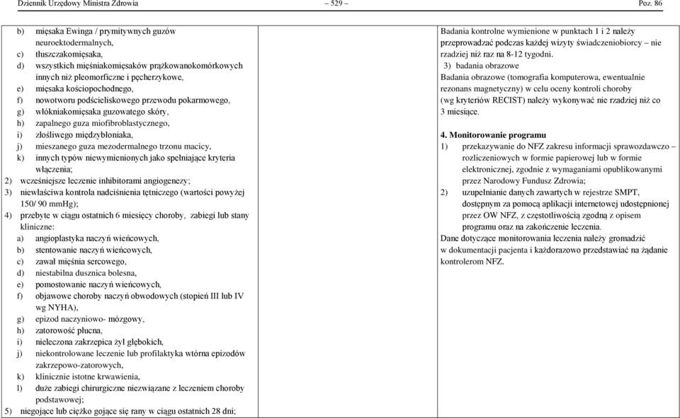 kościopochodnego, f) nowotworu podścieliskowego przewodu pokarmowego, g) włókniakomięsaka guzowatego skóry, h) zapalnego guza miofibroblastycznego, i) złośliwego międzybłoniaka, j) mieszanego guza