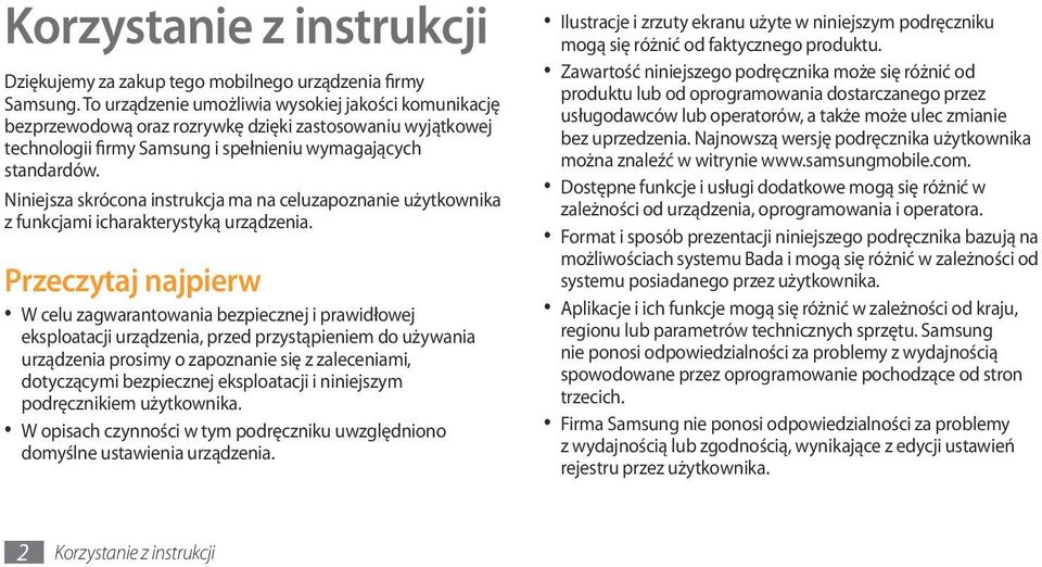 Niniejsza skrócona instrukcja ma na celuzapoznanie użytkownika z funkcjami icharakterystyką urządzenia.
