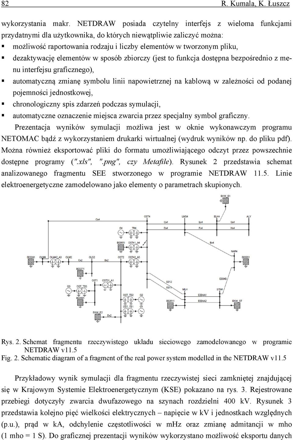 dezaktywację elementów w sposób zbiorczy (jest to funkcja dostępna bezpośrednio z menu interfejsu graficznego), automatyczną zmianę symbolu linii napowietrznej na kablową w zależności od podanej