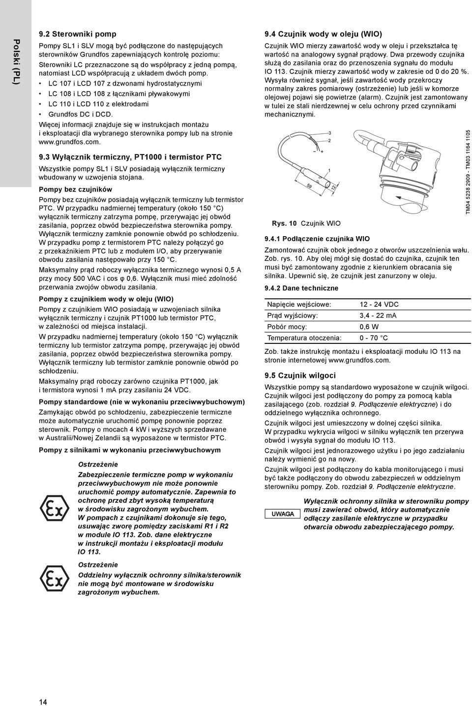 współpracują z układem dwóch pomp. LC 107 i LCD 107 z dzwonami hydrostatycznymi LC 108 i LCD 108 z łącznikami pływakowymi LC 110 i LCD 110 z elektrodami Grundfos DC i DCD.