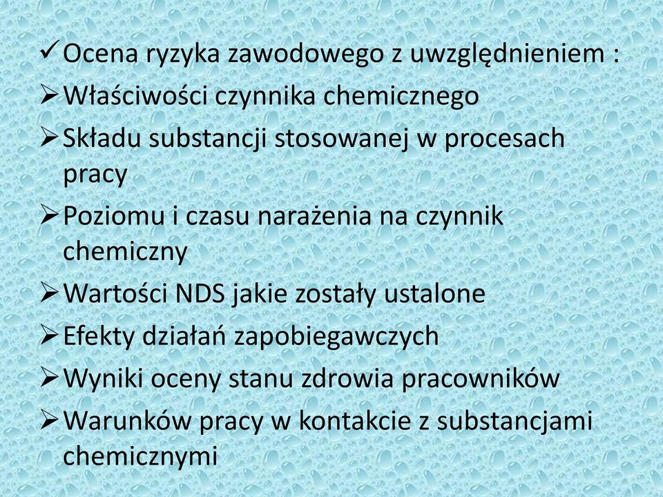 chemiczny Wartości NDS jakie zostały ustalone Efekty działań zapobiegawczych