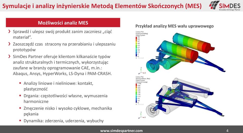 zaufane w branży oprogramowanie CAE, m.in.: Abaqus, Ansys, HyperWorks, LS-Dyna i PAM-CRASH.