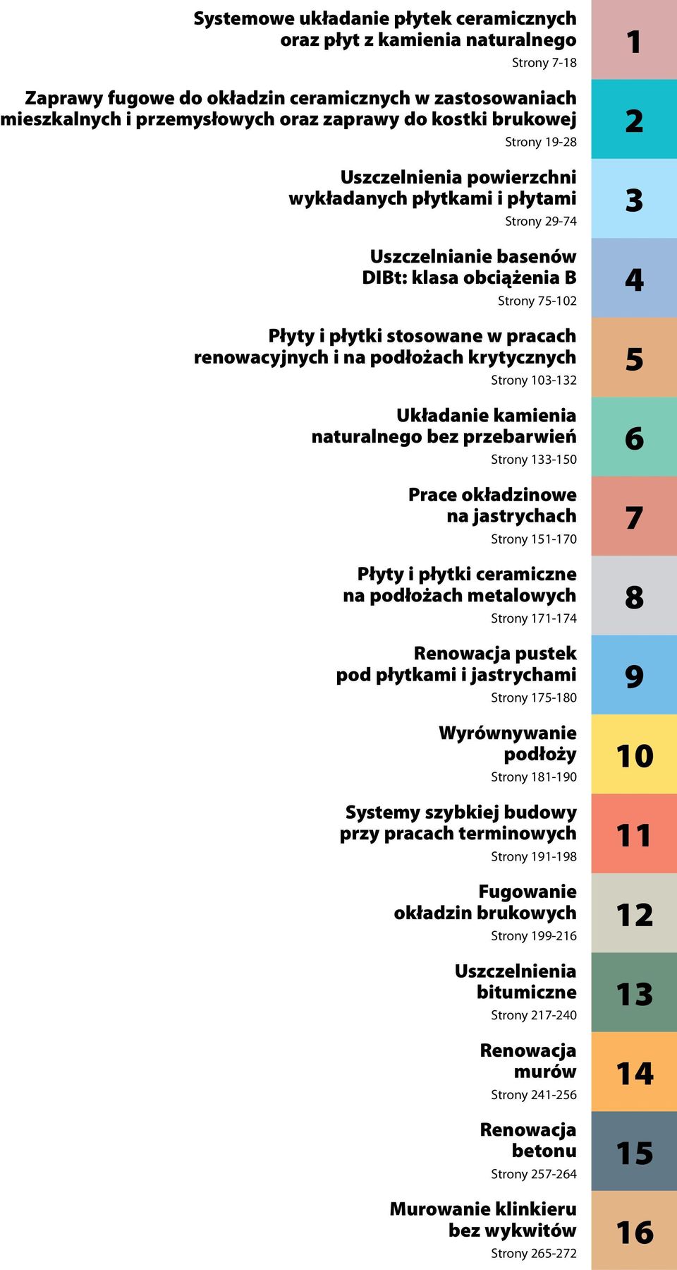 renowacyjnych i na podłożach krytycznych Strony 103-132 Układanie kamienia naturalnego bez przebarwień Strony 133-150 Prace okładzinowe na jastrychach Strony 151-170 Płyty i płytki ceramiczne na