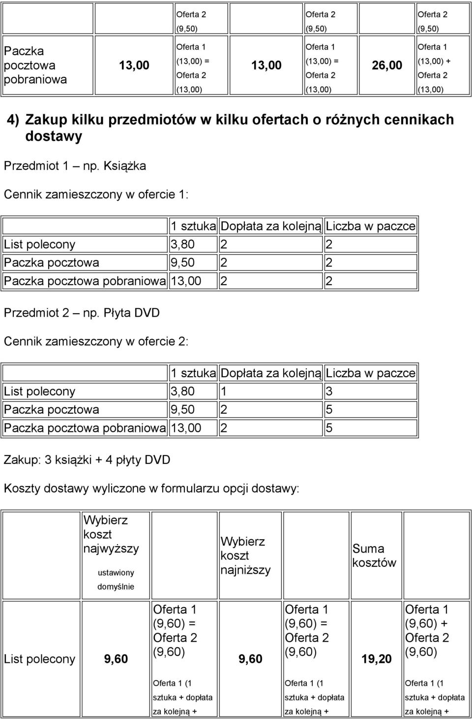 Książka 9,50 2 2 pobraniowa 13,00 2 2 Przedmiot 2 np.