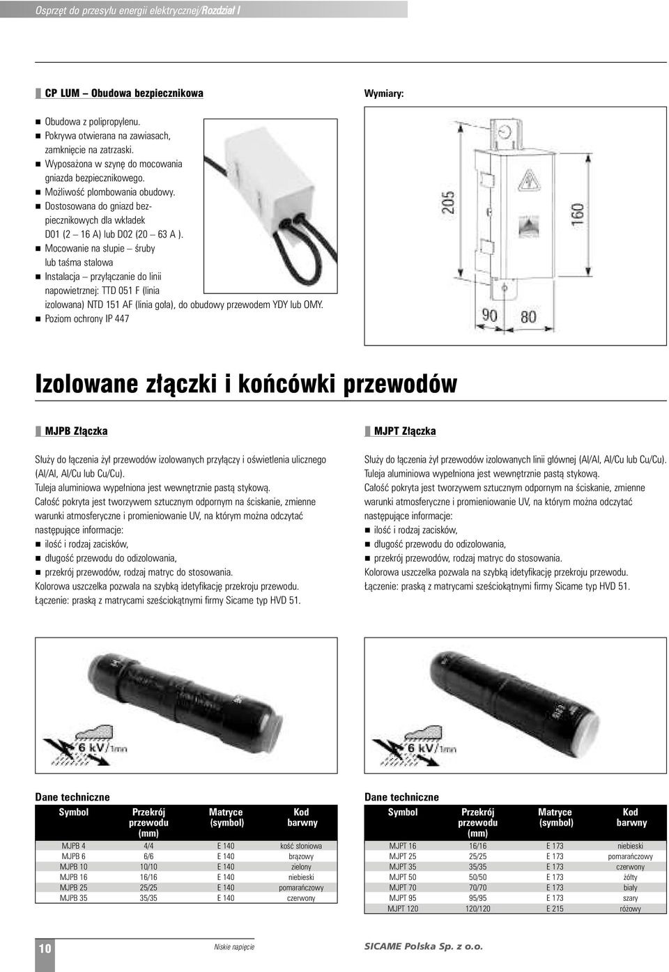 Mocowanie na s upie Êuby lub taêma stalowa Instalacja pzy àczanie do linii napowietznej: TTD 051 F (linia izolowana) NTD 151 AF (linia go a), do obudowy pzewodem YDY lub OMY.