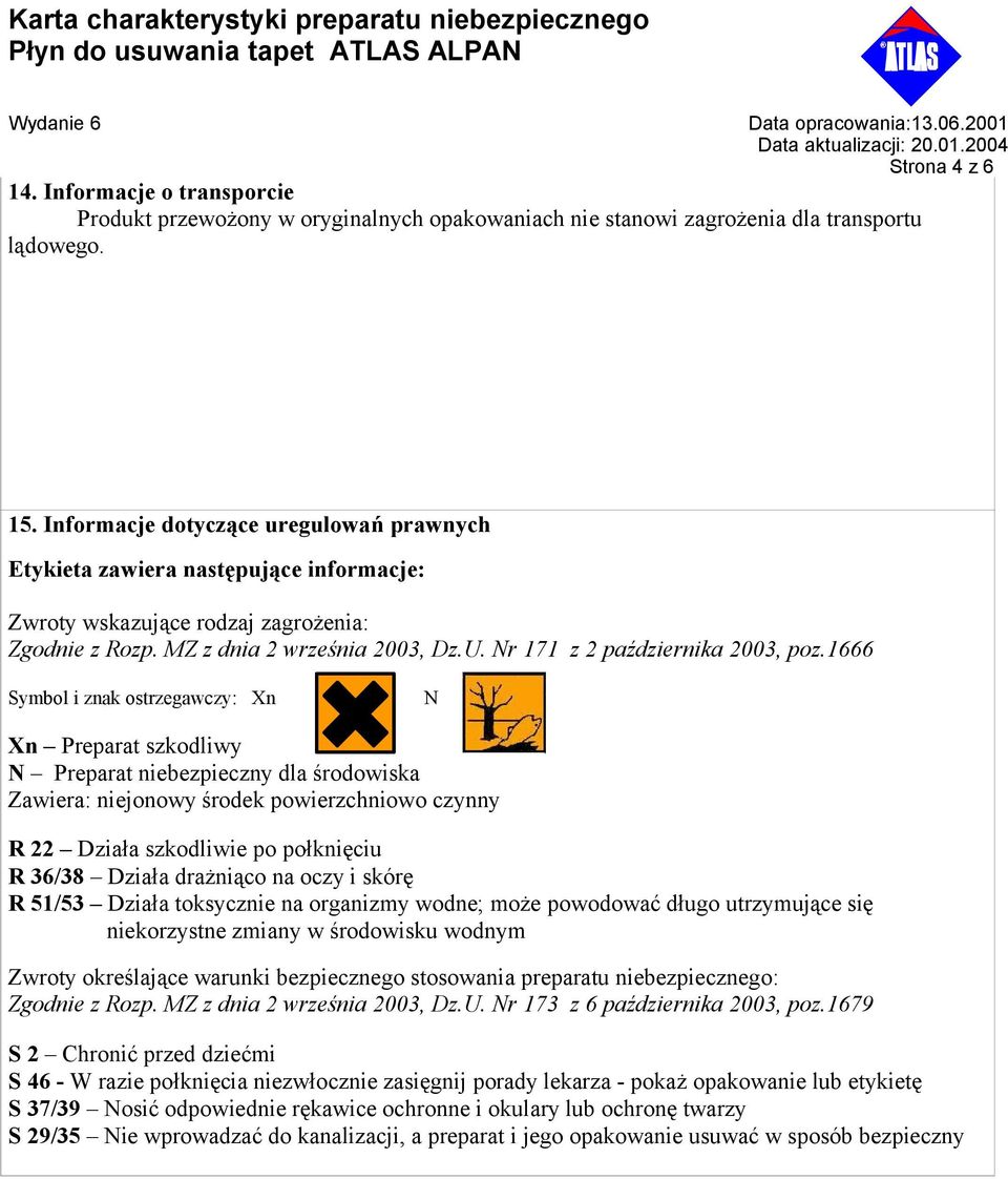 Nr 171 z 2 października 2003, poz.