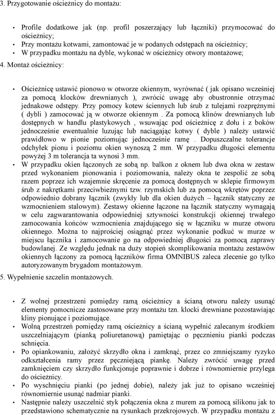 montażowe; 4.