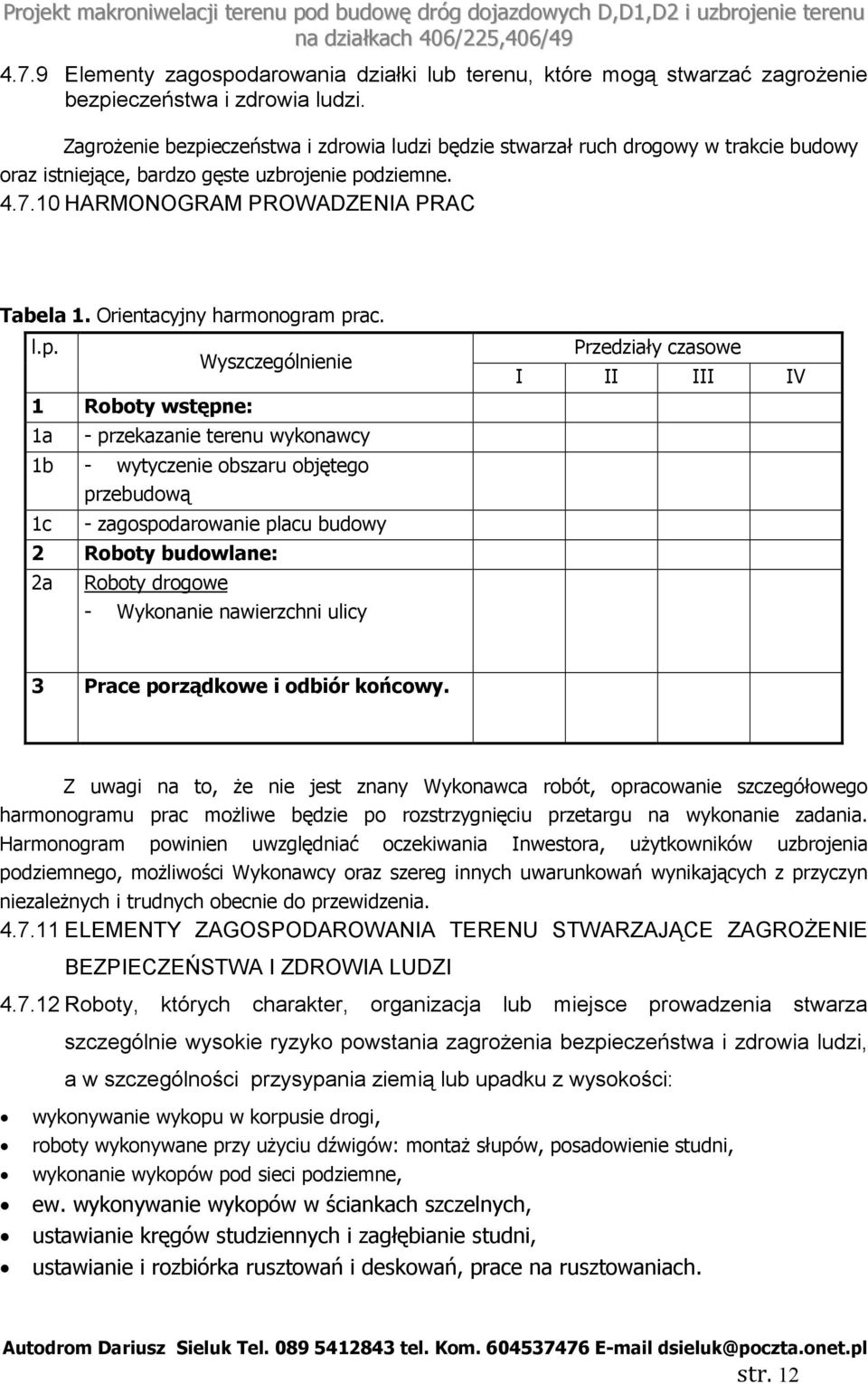 Orientacyjny harmonogram pr