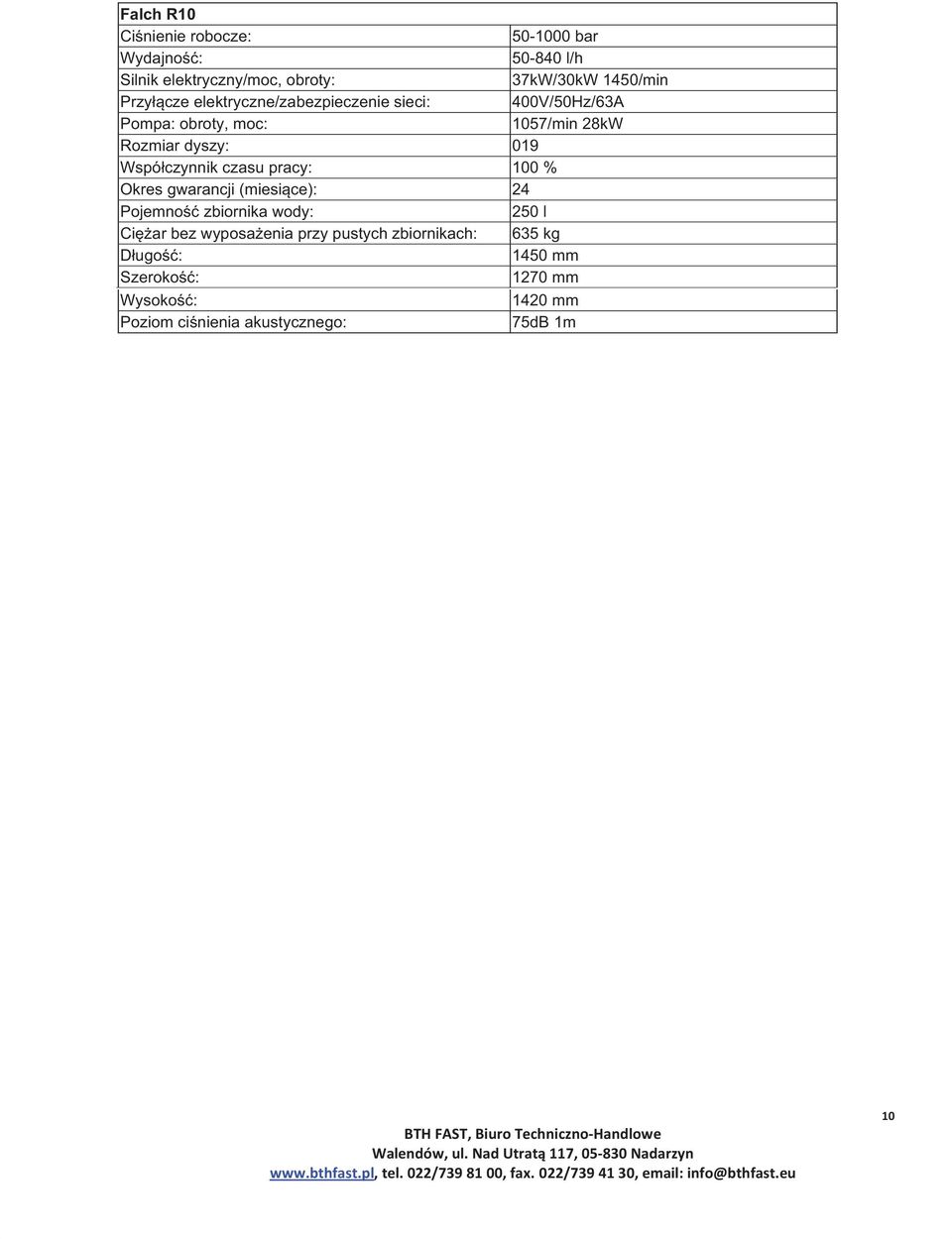 400V/50Hz/63A 1057/min 28kW Rozmiar dyszy: 019 250 l Ciężar bez