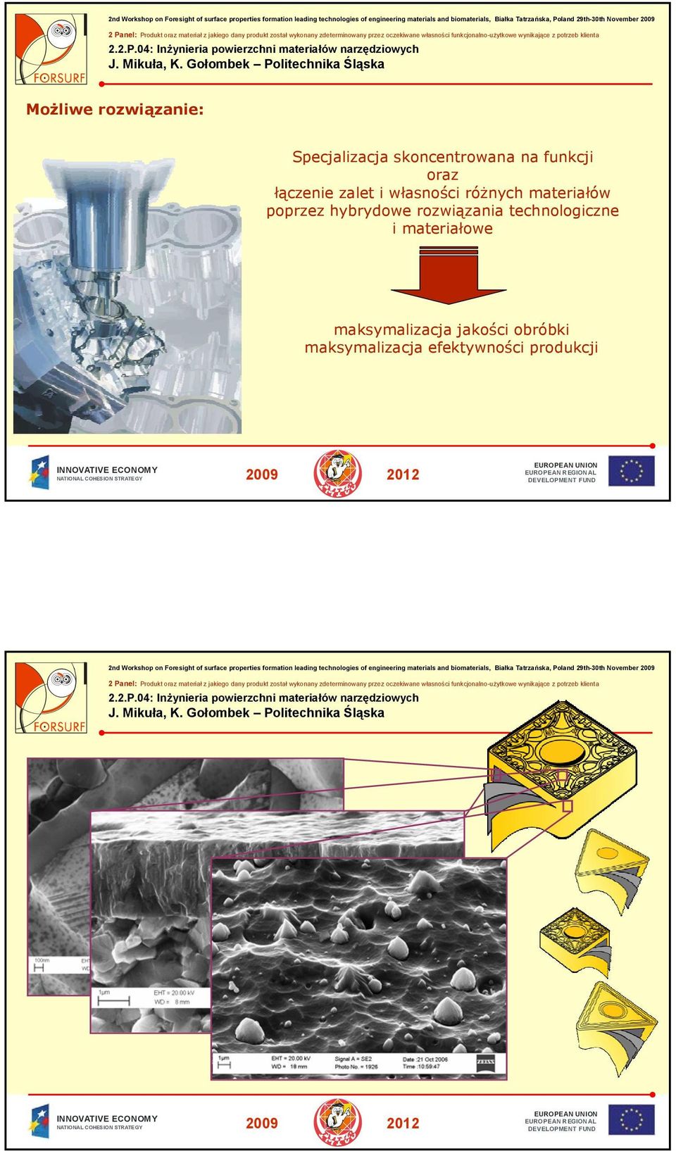 technologiczne i materiałowe maksymalizacja jakości obróbki maksymalizacja efektywności produkcji NATIONAL COHESIO N STRATEGY 009 01  November 009 NATIONAL