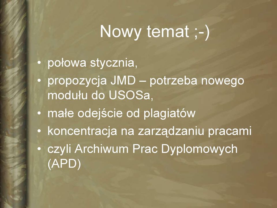 odejście od plagiatów koncentracja na
